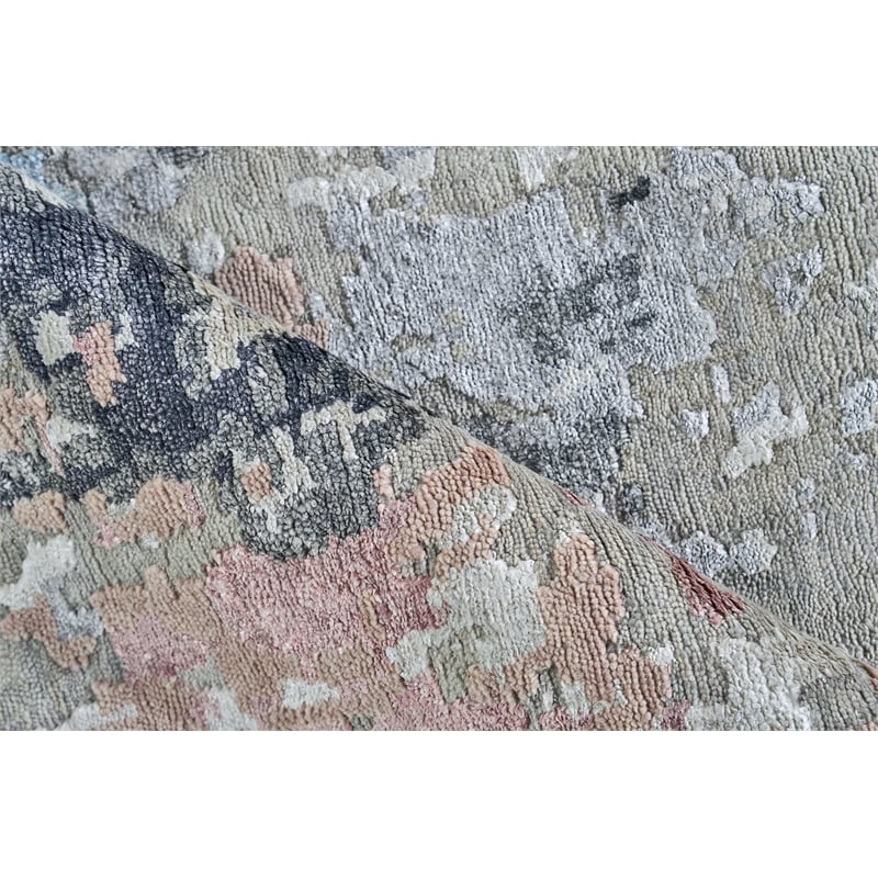 Cosmo Hand-Knotted Wool/Bamboo Silk Silver/Blue/Beige 8'x10' Area Rug