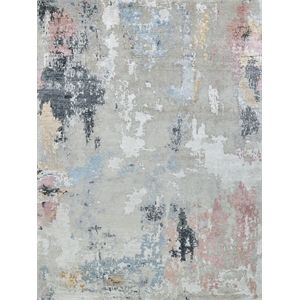 Cosmo Hand-Knotted Wool/Bamboo Silk Silver/Blue/Beige 8'x10' Area Rug