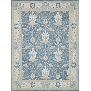 Claremont Oushak Hand-Tufted New Zealand Wool Blue/Ivory 14'x18' Area Rug