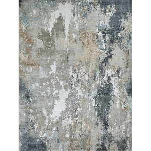 Cosmo Hand-Knotted Wool/Bamboo Silk Silver/Beige/Blue 14'x18' Area Rug