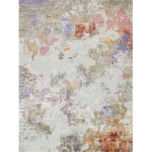 Cosmo Hand-Knotted Wool/Bamboo Silk Ivory/Beige/Blue 4'x6' Area Rug
