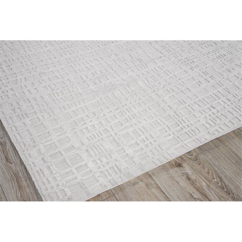 Crescendo Handloomed Bamboo Silk White 9'x12' Area Rug