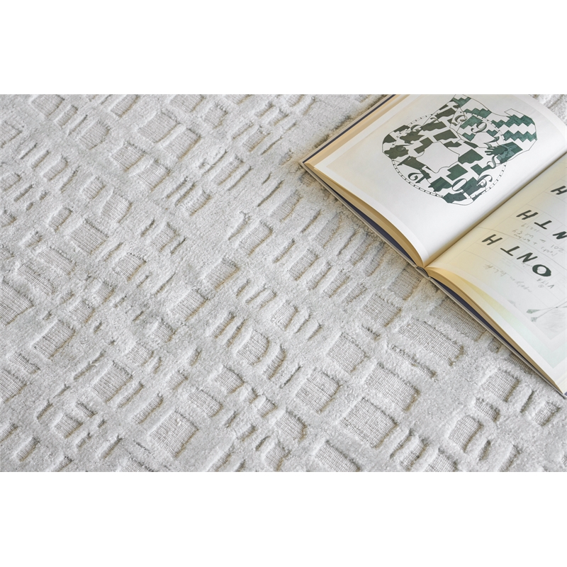 Crescendo Handloomed Bamboo Silk White 9'x12' Area Rug