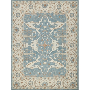 Claremont Oushak Hand-Tufted New Zealand Wool Ivory/Light Blue 8'x10' Area Rug