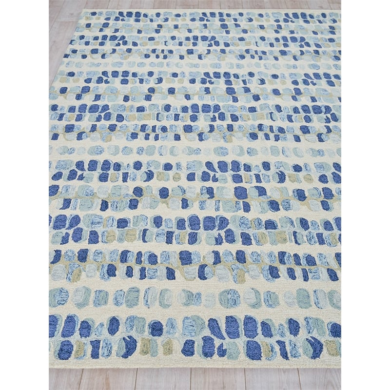 Colorplay Hand-Tufted New Zealand Wool Navy/Beige 6'x9' Area Rug
