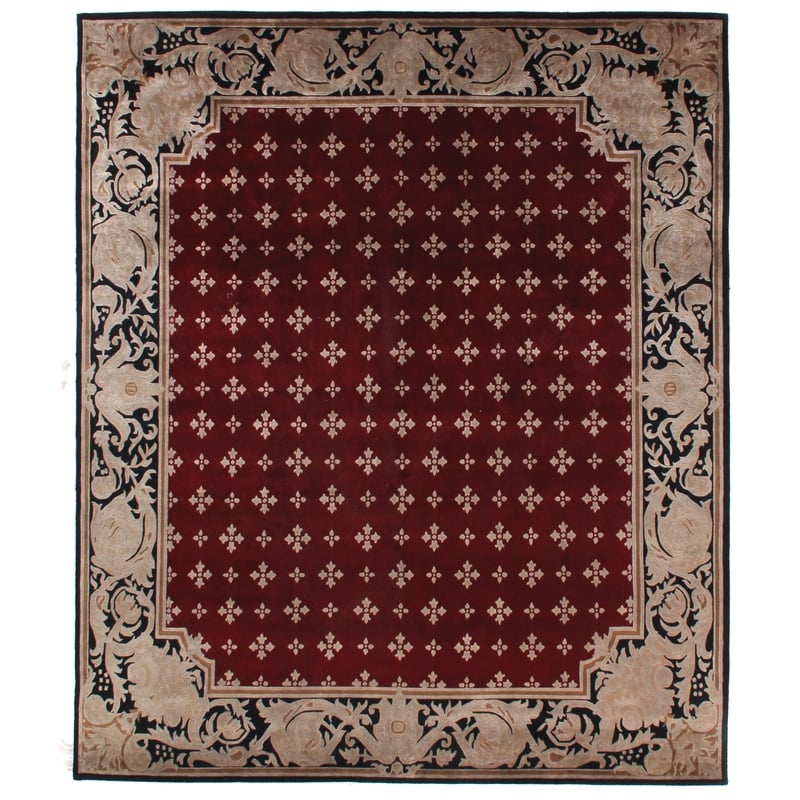 Contemporary Hand-Knotted New Zealand Wool Red 6'x6' Round Area Rug