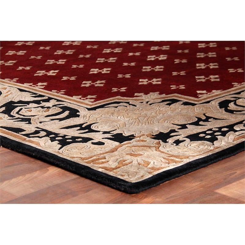 Contemporary Hand-Knotted New Zealand Wool Red 6'x6' Round Area Rug