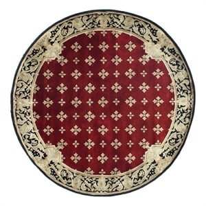 Contemporary Hand-Knotted New Zealand Wool Red 6'x6' Round Area Rug
