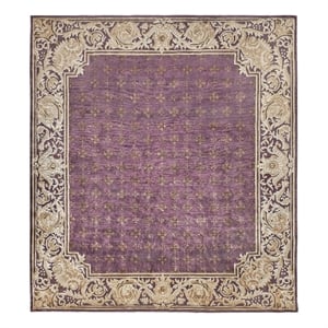 Contemporary Hand-Knotted New Zealand Wool Eggplant/Multi 9'x12' Area Rug