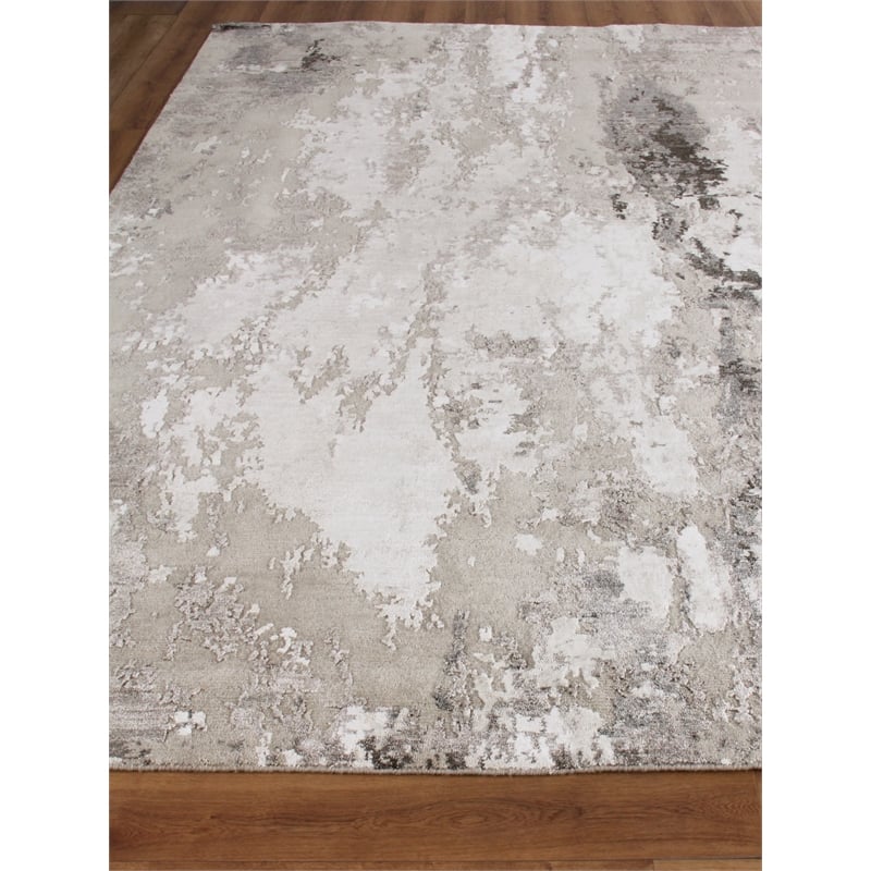 Cosmo Hand-Knotted Wool/Bamboo Silk Silver/Blue/Ivory 14'x18' Area Rug