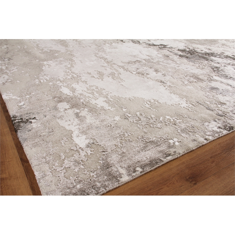 Cosmo Hand-Knotted Wool/Bamboo Silk Silver/Blue/Ivory 9'x12' Area Rug