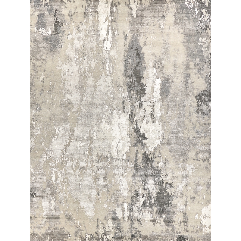 Cosmo Hand-Knotted Wool/Bamboo Silk Silver/Blue/Ivory 9'x12' Area Rug