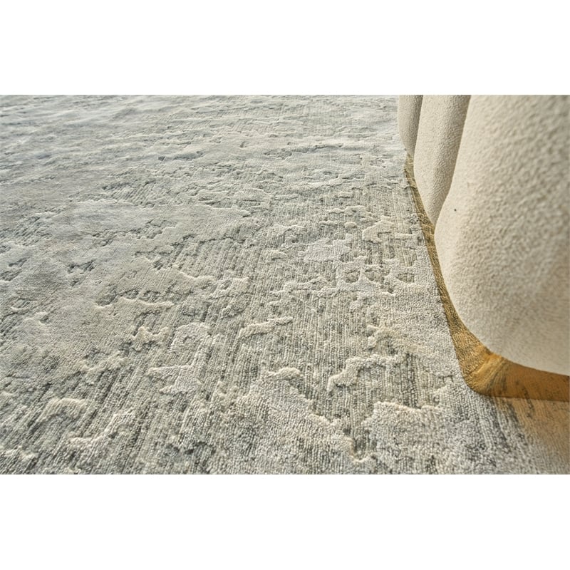 Cosmo Hand-Knotted Wool/Bamboo Silk Silver/Gray 10'x14' Area Rug