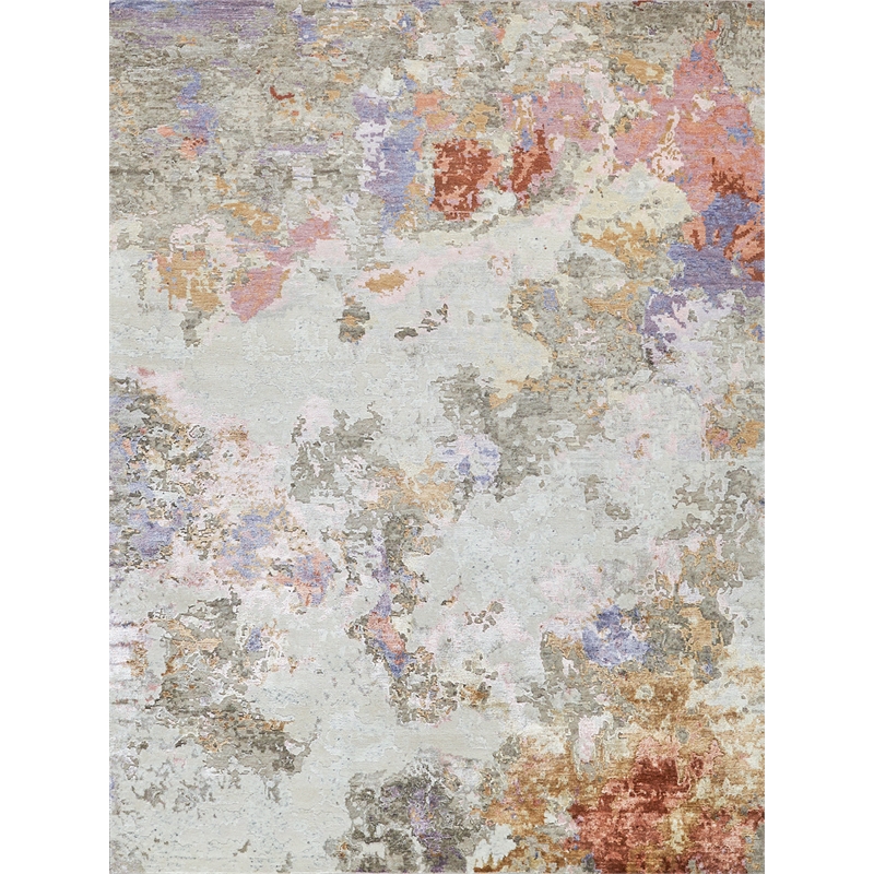 Cosmo Hand-Knotted Wool/Bamboo Silk Ivory/Beige/Blue 8'x10' Area Rug