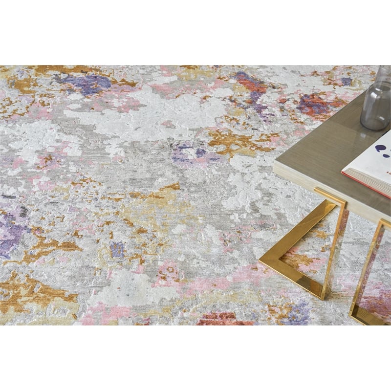 Cosmo Hand-Knotted Wool/Bamboo Silk Ivory/Beige/Blue 9'x12' Area Rug
