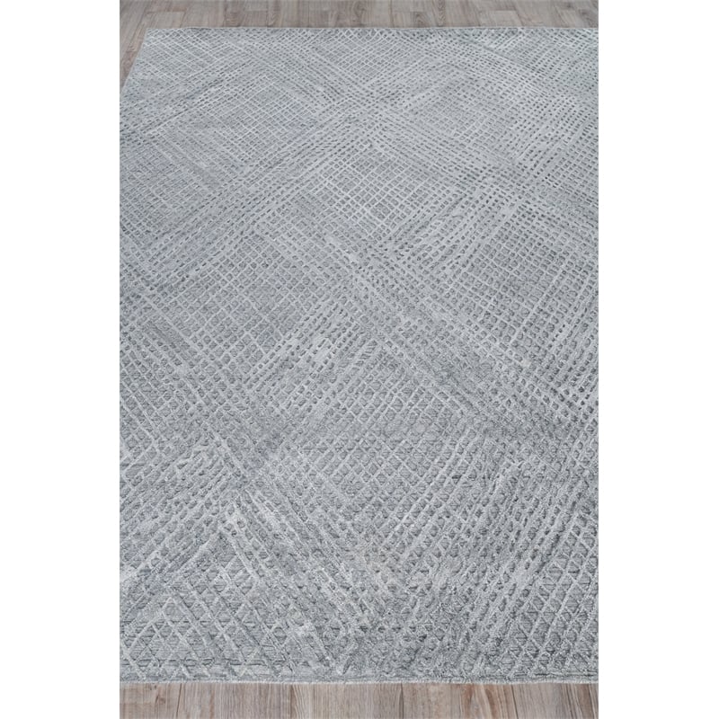 Crescendo Handloomed Bamboo Silk Silver 12'x15' Area Rug