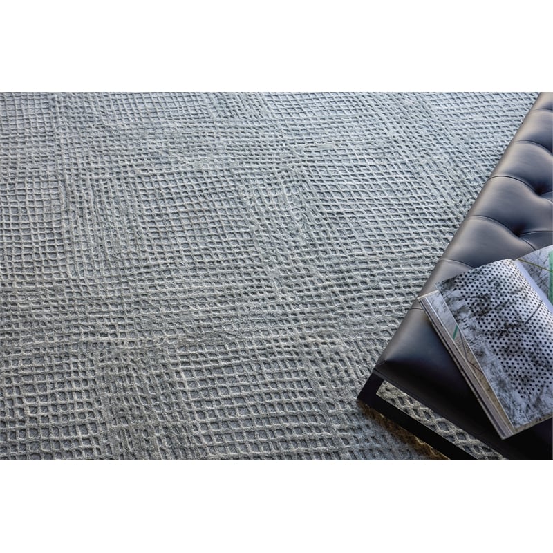 Crescendo Handloomed Bamboo Silk Silver 12'x15' Area Rug