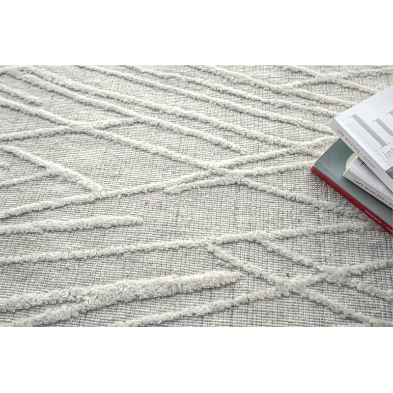 Crescendo Handloomed Bamboo Silk White 9'x12' Area Rug