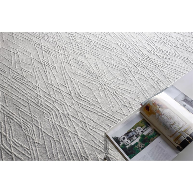 Crescendo Handloomed Bamboo Silk White 9'x12' Area Rug