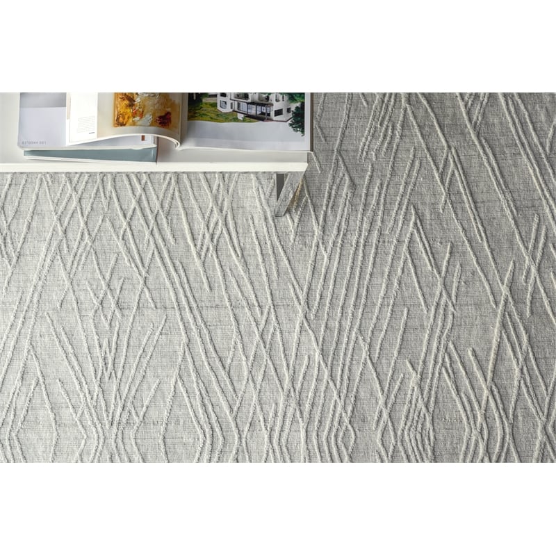 Crescendo Handloomed Bamboo Silk White 9'x12' Area Rug