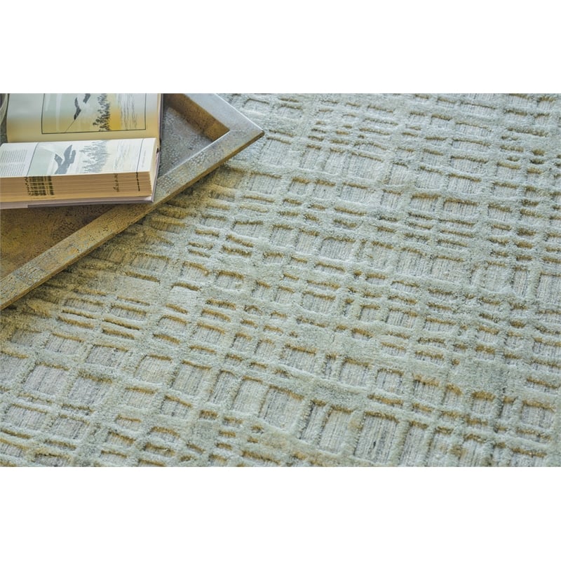 Crescendo Handloomed Bamboo Silk Beige 4'x5' Area Rug
