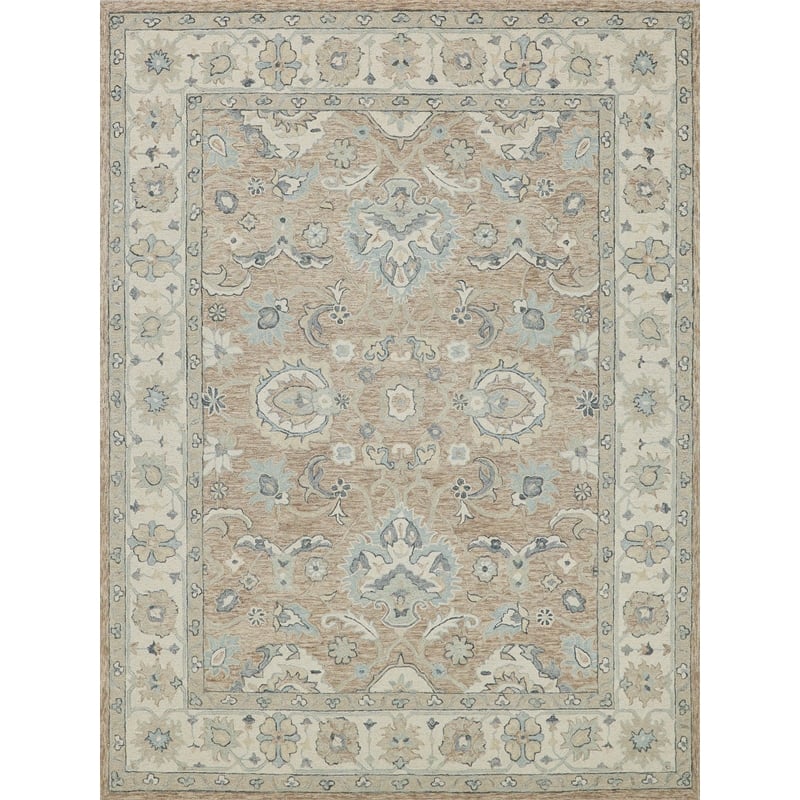 Claremont Oushak Hand-Tufted New Zealand Wool Light Brown/Ivory 14'x18' Area Rug