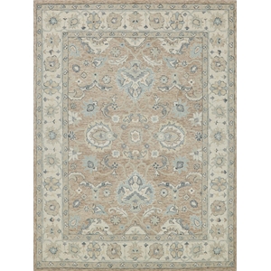 Claremont Oushak Hand-Tufted New Zealand Wool Light Brown/Ivory 5'x8' Area Rug