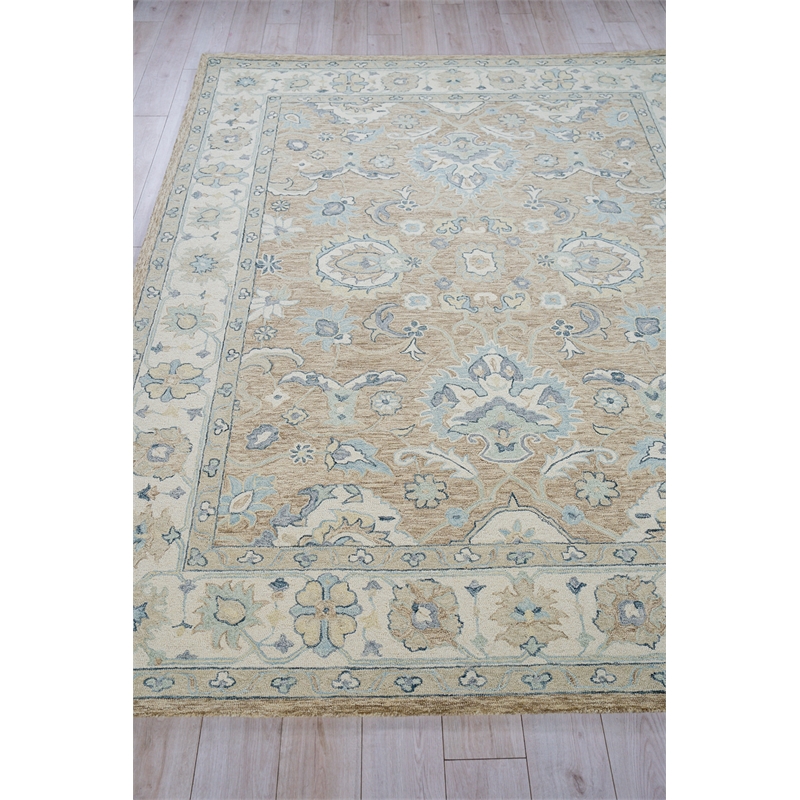 Claremont Oushak Hand-Tufted New Zealand Wool Light Brown/Ivory 6'x9' Area Rug