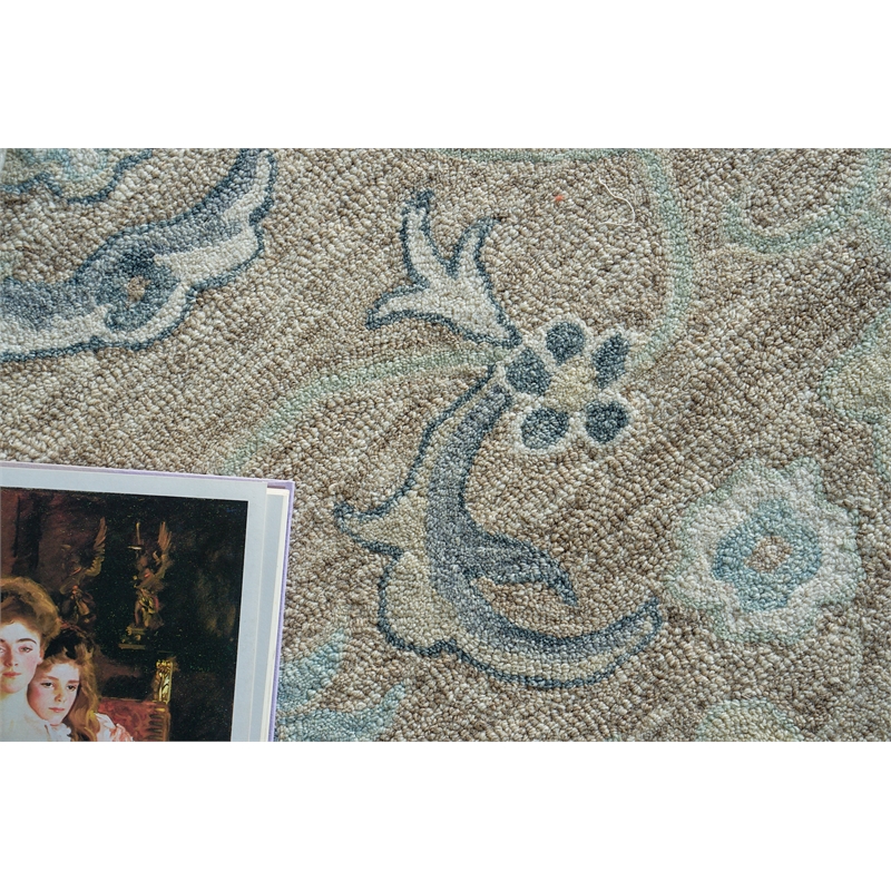 Claremont Oushak Hand-Tufted New Zealand Wool Light Brown/Ivory 6'x9' Area Rug