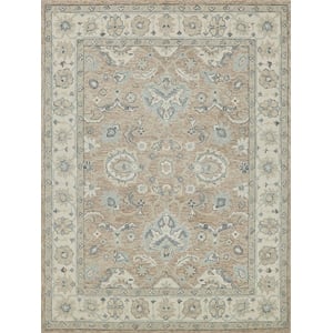 Claremont Oushak Hand-Tufted New Zealand Wool Light Brown/Ivory 6'x9' Area Rug