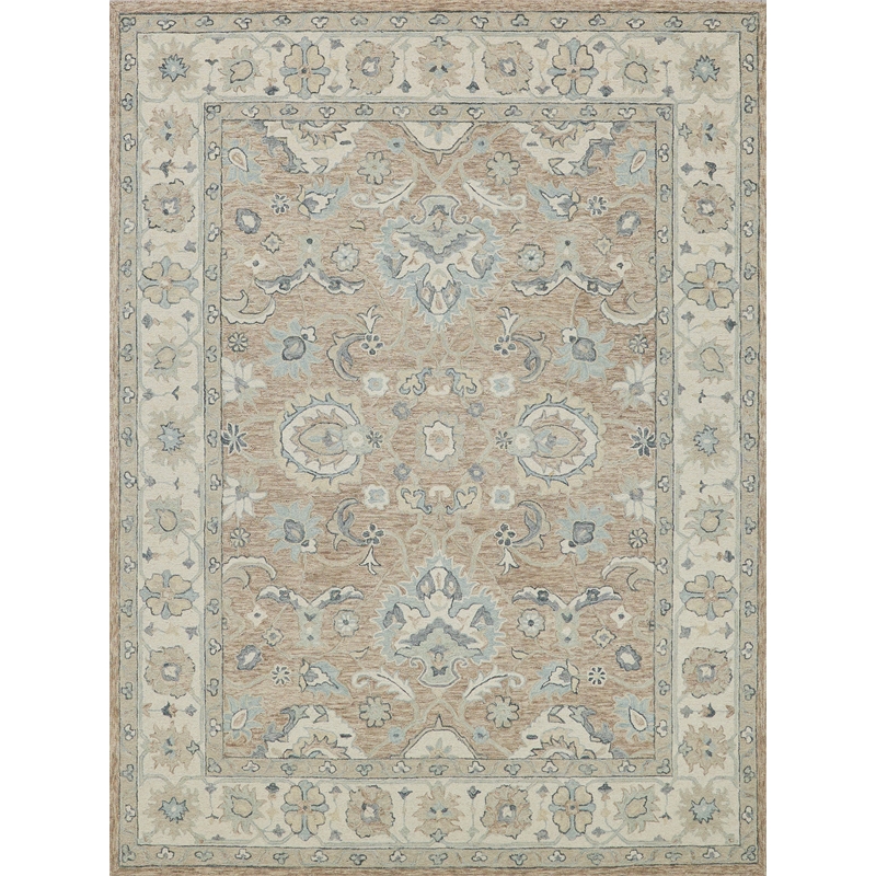 Claremont Oushak Hand-Tufted New Zealand Wool Light Brown/Ivory 8'x10' Area Rug