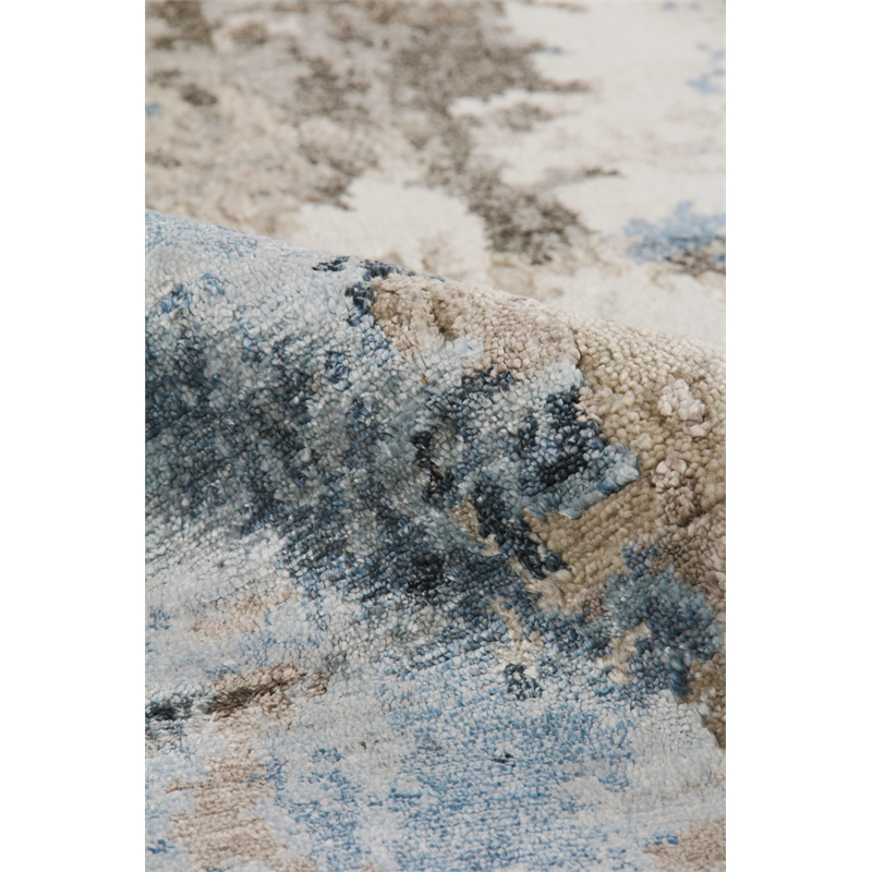 Cosmo Hand-Knotted Wool/Bamboo Silk Silver/Blue/Ivory 14'x18' Area Rug