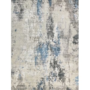 Cosmo Hand-Knotted Wool/Bamboo Silk Silver/Blue/Ivory 14'x18' Area Rug