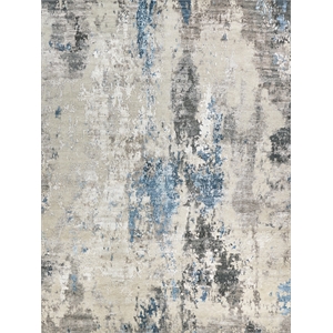 Cosmo Hand-Knotted Wool/Bamboo Silk Silver/Blue/Ivory 5'x8' Area Rug