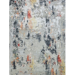 Cosmo Hand-Knotted Wool/Bamboo Silk Silver/Multi 8'x10' Area Rug