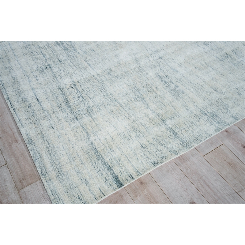 Cloud Handloomed Wool/Bamboo Silk Ivory/Blue 6'x9' Area Rug
