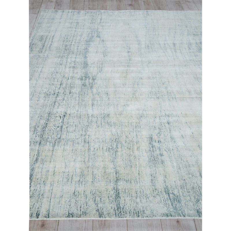 Cloud Handloomed Wool/Bamboo Silk Ivory/Blue 8'x10' Area Rug