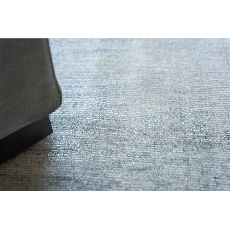 Cloud Handloomed Wool/Bamboo Silk Ivory/Blue 8'x10' Area Rug