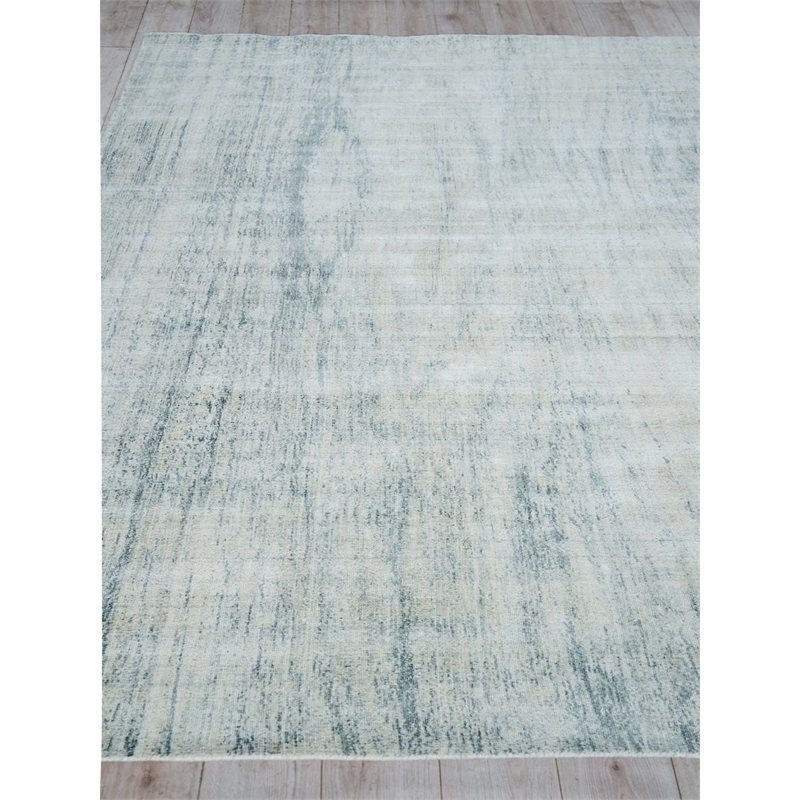 Cloud Handloomed Wool/Bamboo Silk Ivory/Blue 9'x12' Area Rug