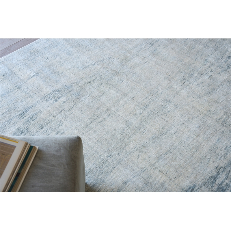 Cloud Handloomed Wool/Bamboo Silk Ivory/Blue 9'x12' Area Rug
