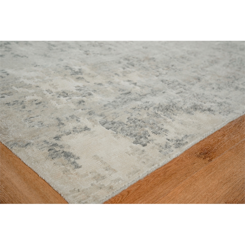 Cosmo Hand-Knotted Wool/Bamboo Silk Silver/Gray 12'x15' Area Rug