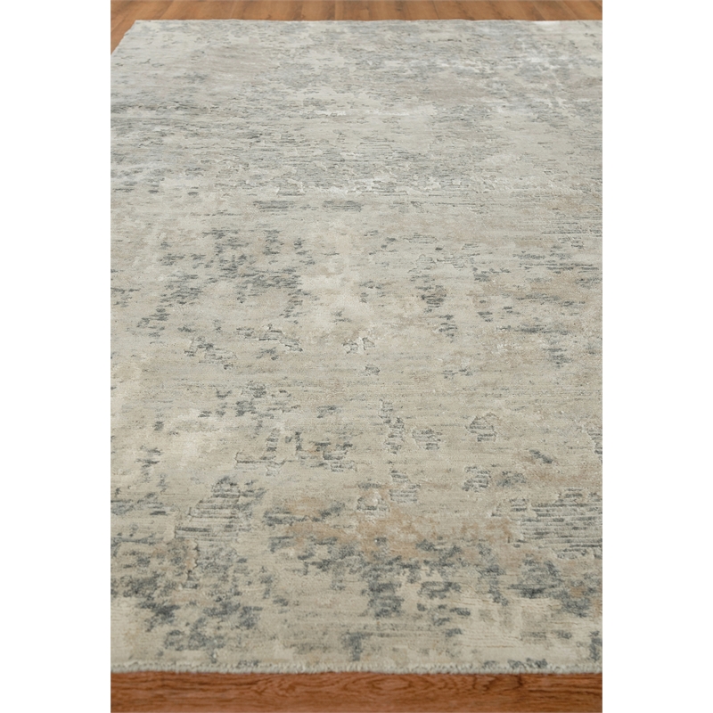 Cosmo Hand-Knotted Wool/Bamboo Silk Silver/Gray 12'x15' Area Rug