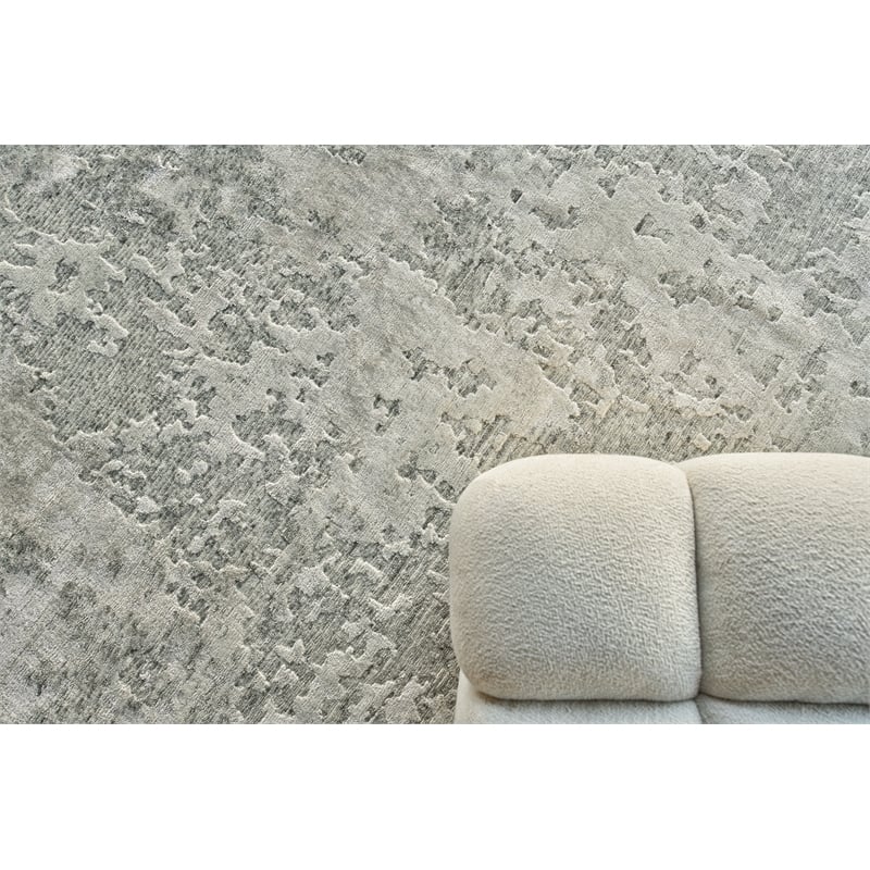 Cosmo Hand-Knotted Wool/Bamboo Silk Silver/Gray 12'x15' Area Rug