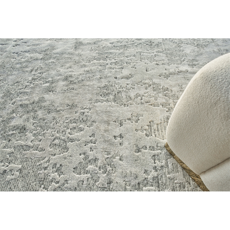Cosmo Hand-Knotted Wool/Bamboo Silk Silver/Gray 14'x18' Area Rug