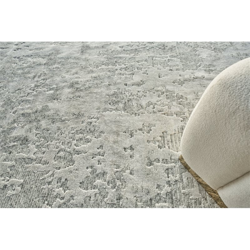 Cosmo Hand-Knotted Wool/Bamboo Silk Silver/Gray 4'x6' Area Rug