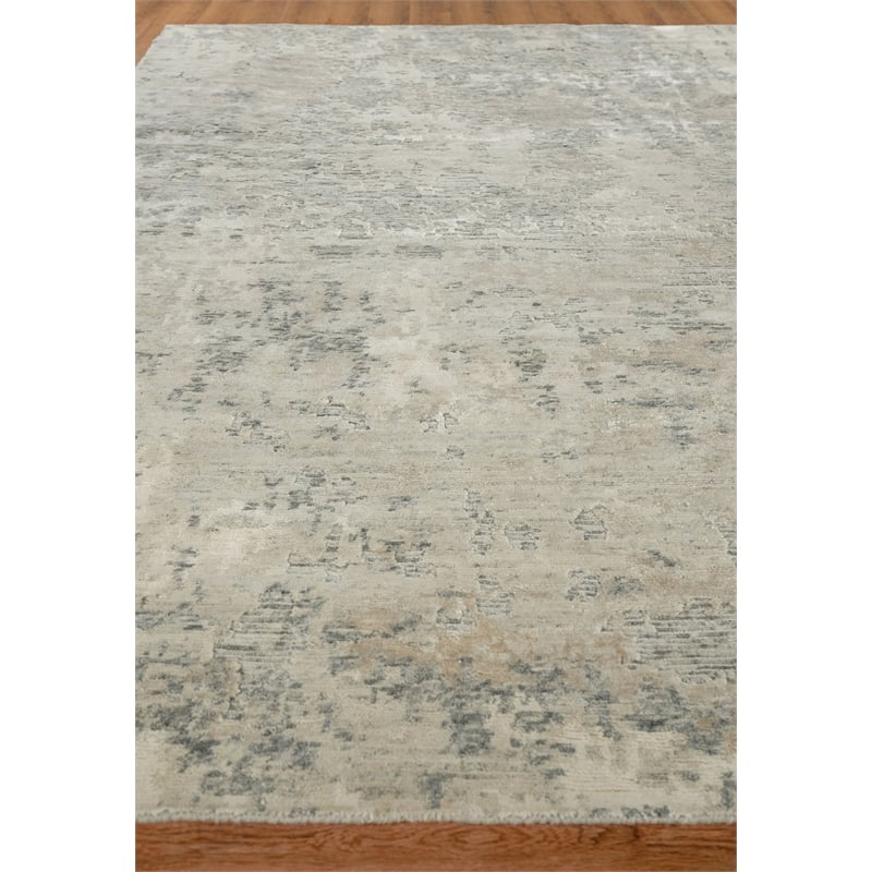 Cosmo Hand-Knotted Wool/Bamboo Silk Silver/Gray 6'x9' Area Rug