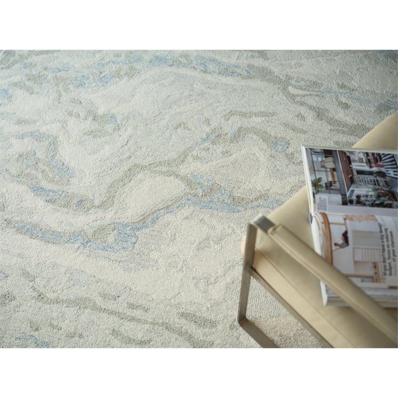 Cortero Hand-Tufted New Zealand Wool Light Blue/Ivory 4'x6' Area Rug