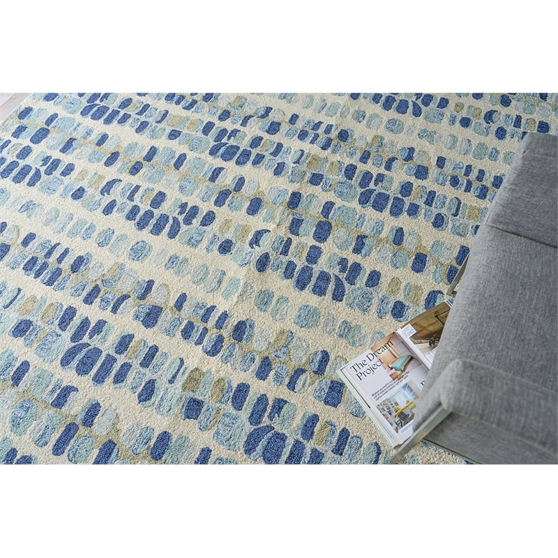 Colorplay Hand-Tufted New Zealand Wool Navy/Beige 2'x3' Area Rug