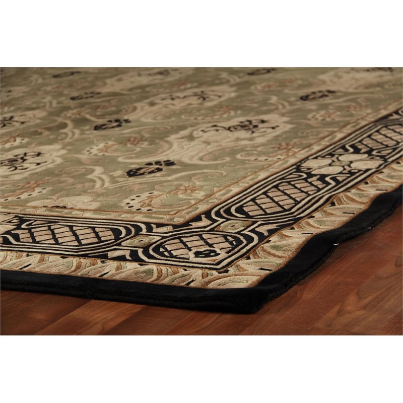 Contemporary Hand-Knotted New Zealand Wool Green 15'x20' Area Rug
