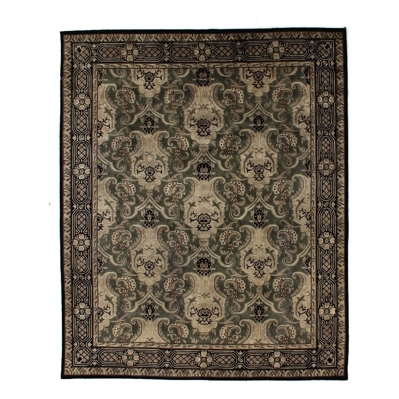 Contemporary Hand-Knotted New Zealand Wool Green 8'x8' Round Area Rug